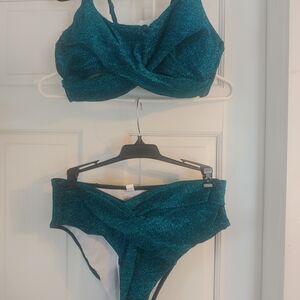 Zara Shimmering Teal Swimsuit